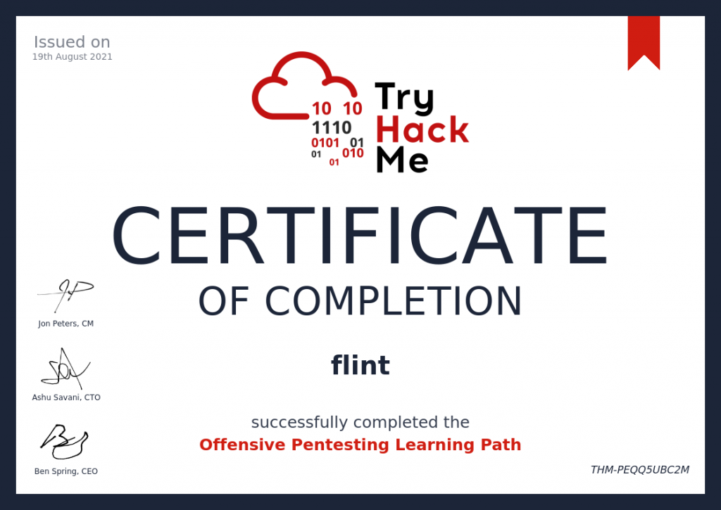 TryHackMe: Offensive Pentesing Learning Path